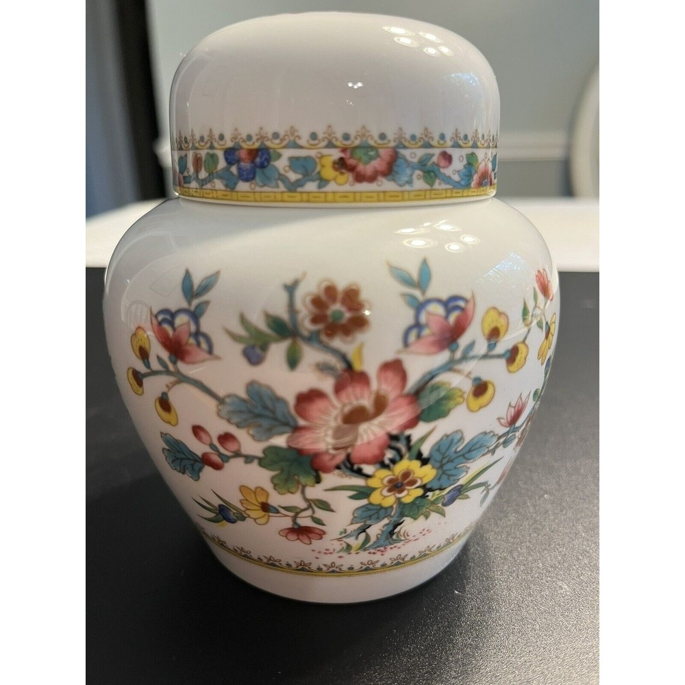 Coalport Ming Rose Floral Bone China Ginger Jar with Lid 4 1/2" Made in England